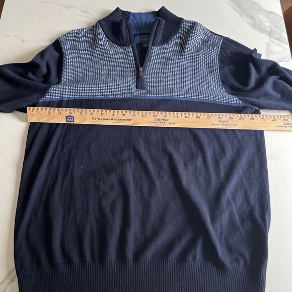 FAIRLANE Mens Navy Blue Knit Pullover Sweater Mock Neck cotton cashmere Sz L NEW - Picture 5 of 14